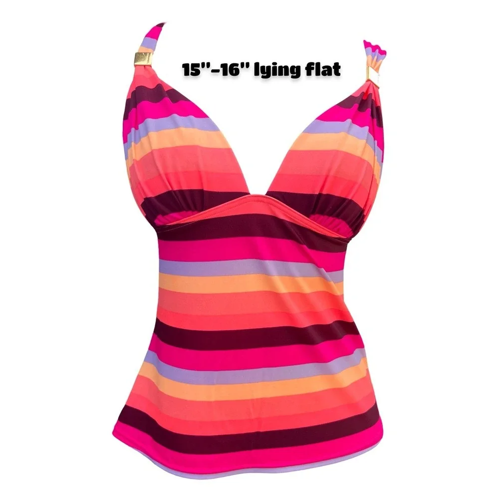 Victoria's Secret Orange Purple Striped Tankini Size m - Picture 3 of 4